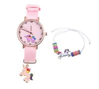 LIFKOME 2pezzi Orologio Unicorno Con Bracciale Fashion Orologio Per Ragazze Con Design Cartone Animato Accessorio Alla Moda Per Ogni Occasione