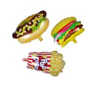 LIFKOME 3 Pezzi Palloncini in Cibo Hamburger Hot Dog e Popcorn Resistenti per Decorazioni Festa Compleanno Addobbi Movie Theater Party Indoor e Outdoor