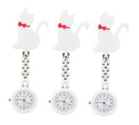 LIFKOME 3 Pz orologio da tasca orologio digitale per le donne regali per studenti infermieri da infermiera da studente adorabile piccolo da gatto lega bianca