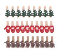 LIFKOME 30 Pezzi Mollette Natalizie in Legno con Motivi Cartoni Animati Clip Mini in Legno per Foto Carta e Decorazioni di Natale con Babbo Natale Guanti e Renna per Appendere Biglietti e
