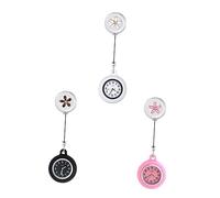 LIFKOME 3pezzi Orologi Infermiera Retrattabili Chic Con Design Di Fiori Badge Per Professionisti Della Salute Facile Da Indossare e Pratico Per Ospedali e Cliniche