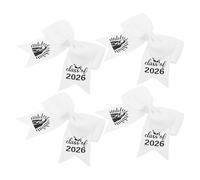 LIFKOME 4 Fermagli per Chioma con Fiocco Grande la Laurea, Copricapo con Nastro Bianco Class Of 2026, Accessori Leggeri la Stagione delle Lauree, Ornamenti Portatili per Feste