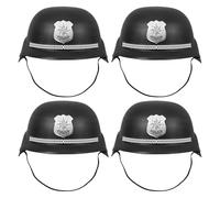 LIFKOME 4 Pezzi Caschi Polizia per Costume Poliziotto con Distintivo Inglese Nero per Halloween e Giochi di Ruolo Educativi