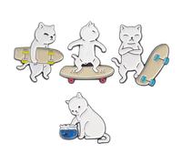 LIFKOME 4 Pezzi Spilla per gatti skateboard perni Carino Spille di Accessori per gatti simpatica borsa per gatti Miao spilla a forma di gatto perno animale dei cartoni animati lega