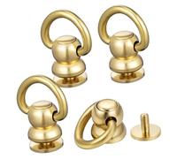 LIFKOME 4 Pezzi Unghie Ciuccio Catena Borchie Rivetti Anelli manopole Maniglia Anello d Ottone Borchie a Sfera Rivetti Viti prigioniere in Ottone Rivetti in Ottone d Anello Rivetti Golden
