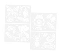 LIFKOME 4fogli Stencil per Disegno del Ciclo di Vita in Pet di Buona qualità Raffiguranti La Crescita di Coccinella Coleottero e Lepidottero per Pittura Artistica Artigianato Scuola e Gioc