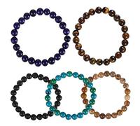 LIFKOME 5 Pezzi Bracciali Perline Di Pietra Agata Uomo Bracciali Pietre Preziose Adolescenti