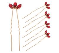 LIFKOME 5pcs A Forma di U Forcine per Capelli Per La Sposa Fermagli Per Capelli Con Strass Sposa Forcine Per Capelli Vampiro Forcine Per Capelli In Cristallo Rosso Marchese Punta