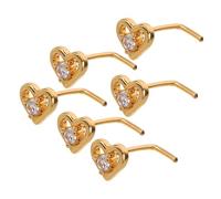 LIFKOME 6 Pezzi Unghie A Forma Di Cuore Con Gancio Storto Anelli A Forma Di Cuore Per Il Naso Non Piercing Borchie Per Il Naso Borchie Per Piercing Al Corpo