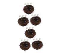 LIFKOME 6set Nido Intrecciato in Paglia di Nidi Artificiali con Uova per Giardino Balcone Decorazione Pasquale Matrimonio Casa Festa Esterno