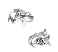 LIFKOME Anelli Aperti per Pollice a Forma di Squalo, Set da 2 Pezzi, Anelli di Coppia Abbinati Avvolgenti, Design Vintage Semplice, Gioielli per Giovani Coppie