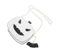 LIFKOME Borsa Tracolla a Forma di Jack-o'-Lantern di Halloween Piccola e Leggera Borsetta Spalla Bianca con Stile Diavolo per Feste e Usi Quotidiani