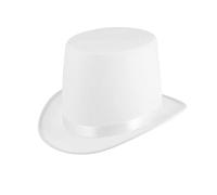 LIFKOME Cappello Alto Da Mago Cappello a Cilindro Bianco Steampunk Cappelli a Cilindri Per Uomini Cuffia in Raso Per Bambini Il Mago Nero Bianca Da Donna Cima Piatta