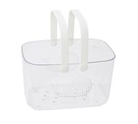 LIFKOME Cestino Portaoggetti Da Doccia Portatile in Plastica Spessa Trasparente Con Manico, Organizer Bagno Multiuso Per Dormitori e Vasca, Contenitore Drenante Salvaspazio Per Articoli Da Toeletta