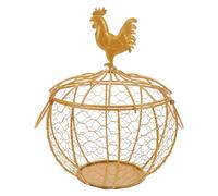 LIFKOME Cestino Portauova in Ferro Dorato con Manico Contenitore da Cucina Rustico e Decorativo Organizer per Frutta Dolci e Snack Centro Tavola Natalizio Multifunzionale