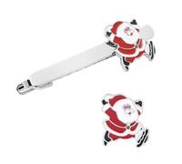 LIFKOME Clip Di Natale Fermacravatta Decorativi in Lega Resistente, Set Da 3 Fermagli Per Colletto Mini Design Babbo Natale, Accessori Costume Festa Per Abiti Maschili e Decorazioni Natalizie