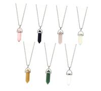 LIFKOME Collana Ciondolo in Cristallo Naturale a Prisma Esagonale Set da 7 Pezzi Multicolore Accessorio Delicato per Clavicola da Donna Gioielli Creativi per Feste e Serate Elegante