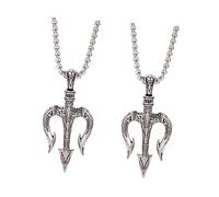 LIFKOME Collana Con Ciondolo A Forma Di Tridente Da Uomo 2 Pezzi in Acciaio Inossidabile Comoda E Robusta Per Il Fidanzato.
