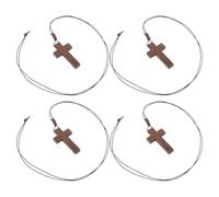 LIFKOME Collana con croce in legno da 4 pezzi: collana con ciondolo religioso retrò con cordino - per uomo e donna, gioiello con versetto della Bibbia e bomboniera