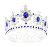 LIFKOME Corona Barocca in Lega Strass Blu per Donna Elegante e Delicata, Tiara da Sposa per Feste e Compleanni, Accessorio Chioma che Tiene Ferma la Chioma