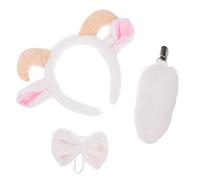 LIFKOME Costume Capretta per Cerchietto Corna in Peluche Fiocco e Coda Accessori Morbidi e Resistenti per Feste Tema Cosplay Halloween e Uso Quotidiano
