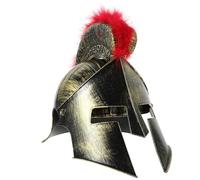 LIFKOME Elmo Romano da Cavaliere Cresta Rossa, Casco Medievale in Plastica Resistente e Facile da Usare, per Feste in Maschera e Spettacoli