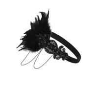 LIFKOME Fascia Capelli Nera con Nappe e Piume per Donna Accessorio Party e Festa Cerchietto Elegante per Serate e Foto Ricordo