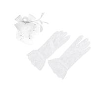 LIFKOME Guanti in pizzo velato hallowen it halloween leggero the masquerade hat cappello con velo sul viso in rete cappelli mimetici cappello affascinante da ballo clip affascinante bianca