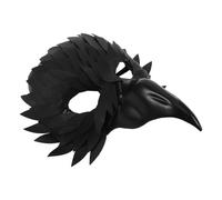LIFKOME Maschera Gufo Mezza Faccia in Piume Nera per Halloween e Carnevale Accessorio Costume Animale Mascherato per Adulti Maschera Masquerade Elegante e Confortevole per Feste Cosplay
