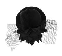 LIFKOME Mini Cappello Nero A Cilindro Fermaglio Per Fascinator Punk Decorazione Floreale Raso E Rete Taglia Unica Donna