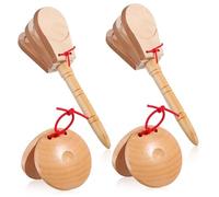 LIFKOME Nacchere da Dito in Legno Beige 4 Pezzi Impugnatura Confortevole e Suono Piacevole per Eventi Musicali e Scenari Istruttivi