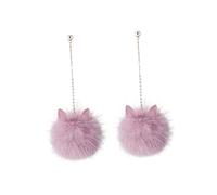 LIFKOME Orecchini Lunghi Palline Di Pelo Per Orecchie Di Gatto Decorazioni Per Orecchini Alla Moda Per Donne Ragazze Viola E Rosa