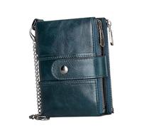 LIFKOME Portafoglio Da Uomo in Vera Pelle Con Chiusura Zip Portacarte Multiuso Rfid Antifurto Clutch Da Business Resistente e Vintage Blu