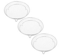 LIFKOME Set 3 Pezzi Griglie in Acciaio Inox per Friggitrice ad Aria, Accessori Rotondi Multifunzionali per Cottura Uniforme, Cestelli per Forno ad Aria per Grigliare, Cuocere a Vapore