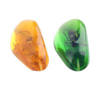 LIFKOME Set 4 Pezzi Ciondoli Fai da Te in Cera D'api Fluorescenti in Ambra Naturale Insetti, Design Foro per Gioielli Creativi come Collane, Bracciali e Orecchini, Colore Casuale