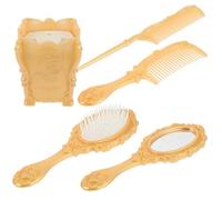 LIFKOME Set 5 Pezzi per Chioma con Spazzola Districante, Pettine e Supporto di Stoccaggio Dorato, Porta Pettine e Portaspazzole per Parrucchieri e Uso Personale, Organizzatore Cosmetici