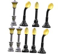 LIFKOME Set 9 Pezzi Lampioni da Strada Miniatura in Resina Effetto Luce Notturna per Decorazione Ferroviaria e Giardino in Scala Modellistica