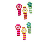 LIFKOME Set Da 6 Pezzi orologio in legno per orologio falso fare finta i bambini guardano Ragazzi ragazza Stile casuale orologio di simulazione orologi da cartone animato Bambù