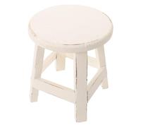 LIFKOME Sgabello Rotondo in Legno Bianco per Piante da Giardino e Patio | Stile Rustico e Chinoiserie, Leggero e Resistente alle Intemperie, per Vaso e Fiore, Decorazione Esterna