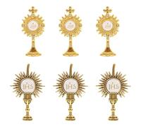 LIFKOME Spilla del Santo Graal della Comunione, 6 pezzi: spilla da bavero con croce in oro | Gioielli cattolici per donne | religiosa per celebrazioni sacre | Zaino, giacca o cappello