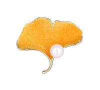 LIFKOME Spilla werchristmas lady mothers day el party Casuale woman pearl brooch fashion matrimonio xmas mujer beuty corpetto spillo a foglia perno del Yellow