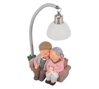 LIFKOME Statuetta in Resina Coppia Anziani Luce Notturna a LED Decorazione da Tavolo Compatta per Matrimonio e Anniversario Regalo Romantico per Soggiorno e Comodino