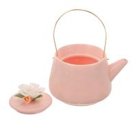 LIFKOME Teiera in Ceramica Manico a Anello Bollitore da Tè Piccolo per Fornello Design Floreale Fatto a Mano Portatile e Leggera Teiera Kung Fu per Degustazione e Uso Quotidiano