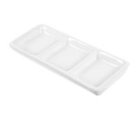 LIFKOME Vassoio Rettangolare in Ceramica Bianca Scomparti per Salse e Condimenti Divisorio per Aperitivi e Snack Resistente Graffi e Macchie per e Tavola Riutilizzabile