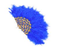LIFKOME Ventaglio Piume Blu Portatile per Sposa e Party Fan Mano Flessibile e Resistente per Spettacoli e Matrimonio Accessorio Decorativo e Fotografia