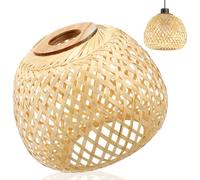 LIFKOME Woven Bamboo Pendant Light Lampshade in Bambù Intrecciato Beige per Lampada Sospesa Rustica, Leggero e Morbido nella Luce, per Decorare Luci a Sospensione