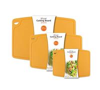 Liflicon Set di 3 taglieri spessi in silicone, design pieghevole e flessibile, con scanalature per succhi, impugnatura facile, lavabili in lavastoviglie, per cucina, senza BPA, colore giallo