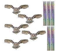 Lifreer 5PCS Gufo Finto Spaventapasseri, Gufo Riflettente da Appendere, Gufo e Falco Artificiale Stampato su Due Lati per Tenere gli Uccelli Lontani da Patio, Giardino, Finestre, Veranda, Albero