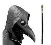 Lifreer Costume cosplay di Halloween, maschera da dottore della peste, in poliuretano, becco di uccello, maschere steampunk con scettro palmare bastone per feste di Halloween