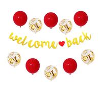 Lifreer Gold Welcome, decorazione per feste di famiglia, set di decorazioni per feste in famiglia, con banner in lattice, decorazione per il ritorno a casa